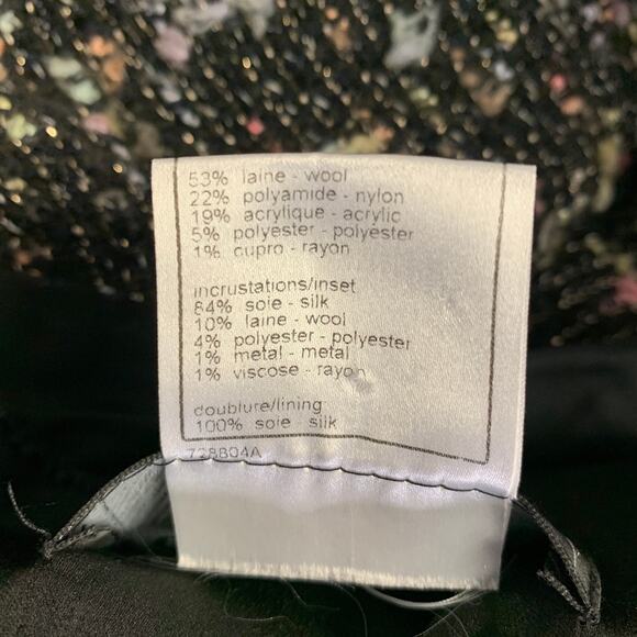 CHANEL Size 4 Black Multi-Color Wool Blend Open Front Jacket - Picture 6 of 7